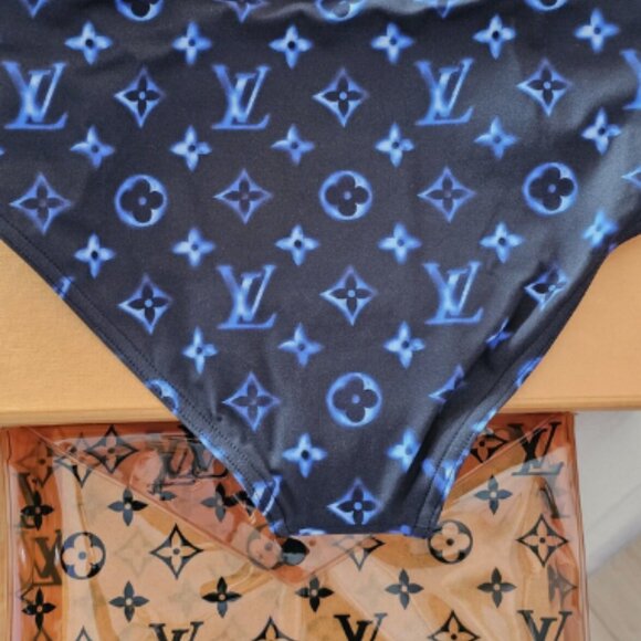 LOUIS VUITTON SWIM BOTTOMS BLACK BLUE BOTTOM BIKINI SIZE 42=10US - Picture 2 of 2